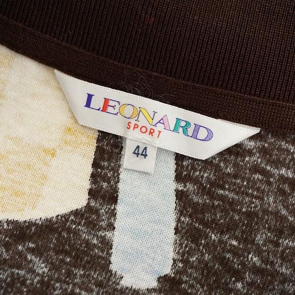 anc レオナールスポーツ LEONARD SPORT カットソー 44 茶 花柄 ハーフ 