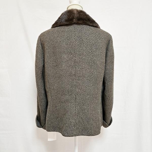 wnc レリアン Leilian コート 17+ 茶系 ツイード カシミア ジャケット 