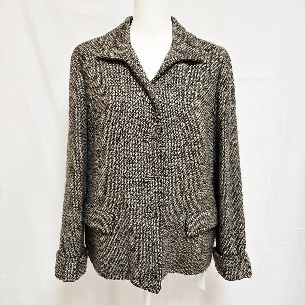 wnc レリアン Leilian コート 17+ 茶系 ツイード カシミア ジャケット 