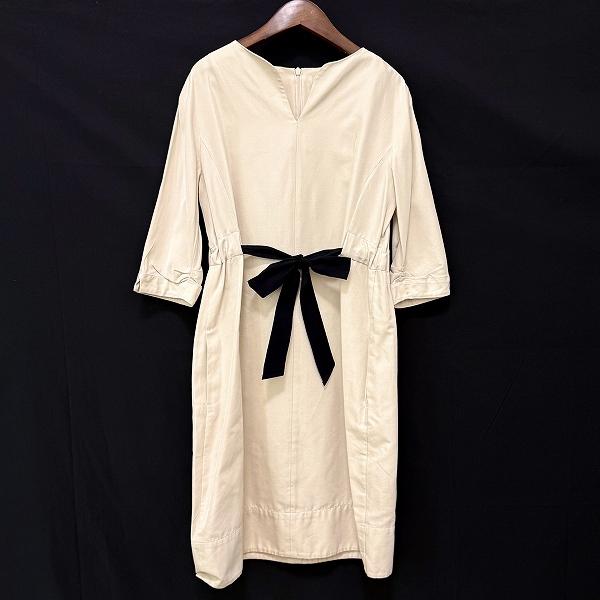 #anc エスマックスマーラ S Maxmara ワンピース 40 ベージュ系 七分袖 リボン バックジップ レディース [787455] | 