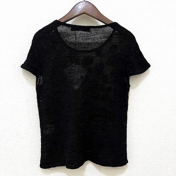 spc レオナール LEONARD カットソー M 黒 茶系 ニット 半袖