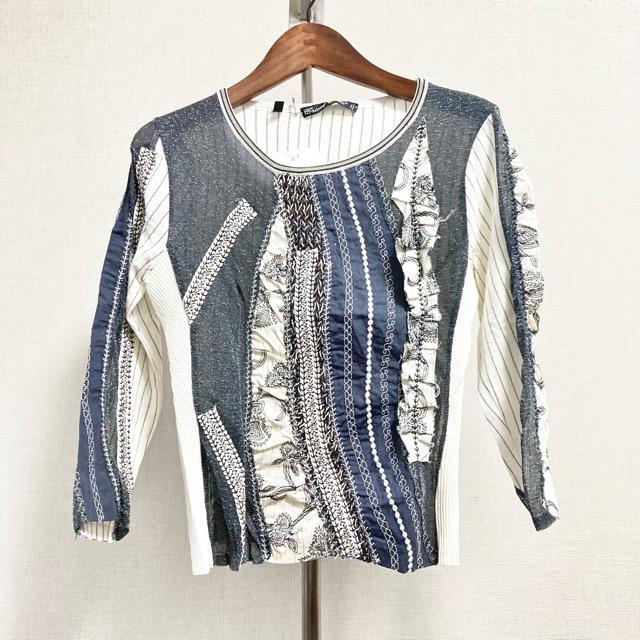 anc トリコシック TRICOT CHIC カットソー 44 白 グレー 切替 ニット