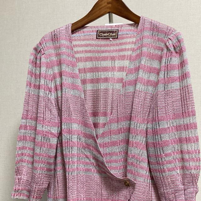 コメントの方未使用タグ付サイトウトヨコ斎藤都世子スーツSaitouToyoko 斉藤都世子 #snc サイトウトヨコ カーディガン ピンク ニット グレー