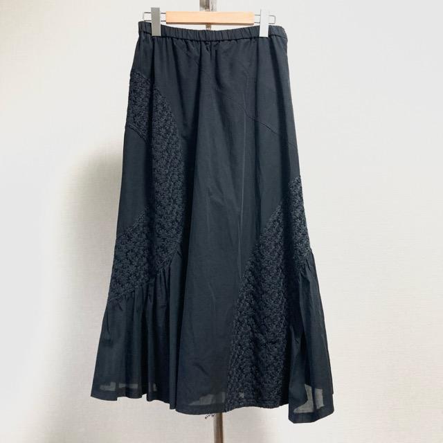 anc イークラット E-clat エイココンドウ スカート 42 黒 花刺繍  
