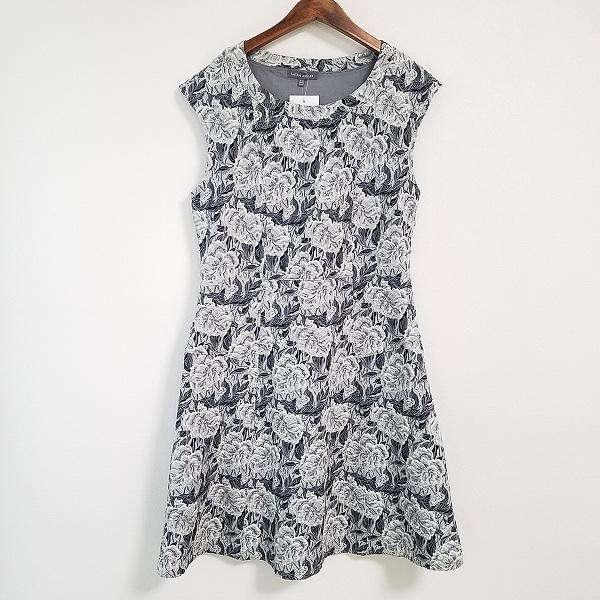 【美品】　LAURA ASHLEY 花柄ワンピース　膝下丈　XL ノースリーブ LAURA ASHLEY（ローラアシュレイ） #snc ワンピース 14 紺 半袖 花柄