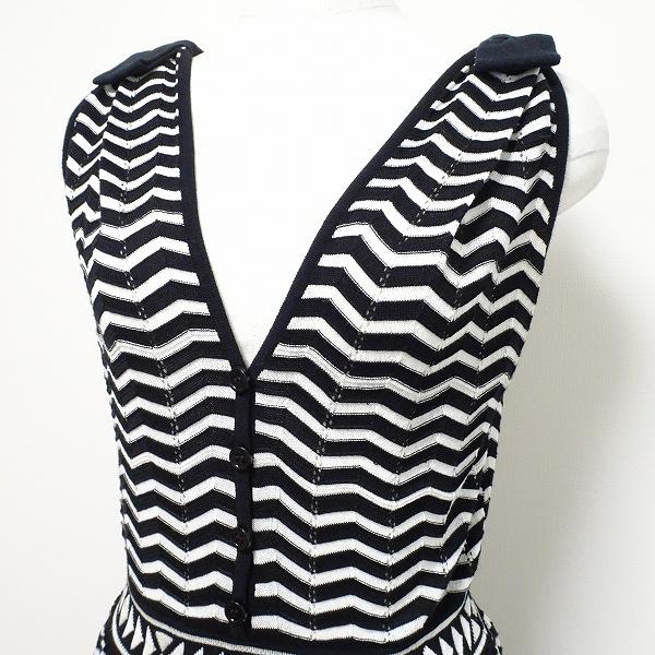 snc ミッソーニ MISSONI ワンピース 38 黒 白 ニット シェブロン柄  