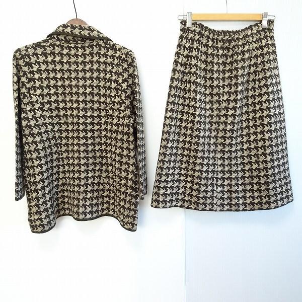 anc サイトウトヨコ 斉藤都世子 セットアップ 茶 ベージュ ニット 千鳥  