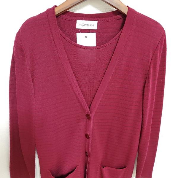 wnc イヴサンローラン Yves Saint Laurent アンサンブル M 赤紫 ニット  