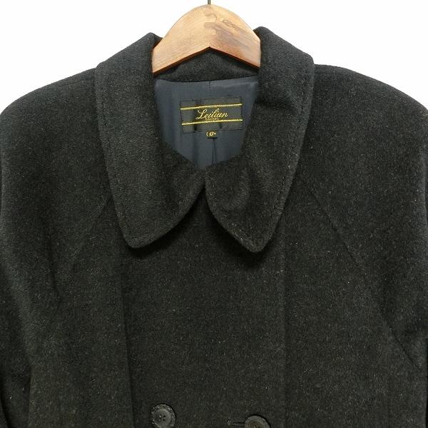 wnc レリアン Leilian コート 13+ 黒系 アンゴラ混 ロング 大きい  