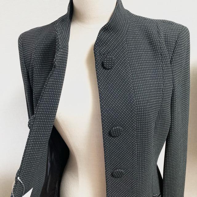 anc イネス 銀座マギー ignes スカートスーツ 38 黒 スタンドカラー  