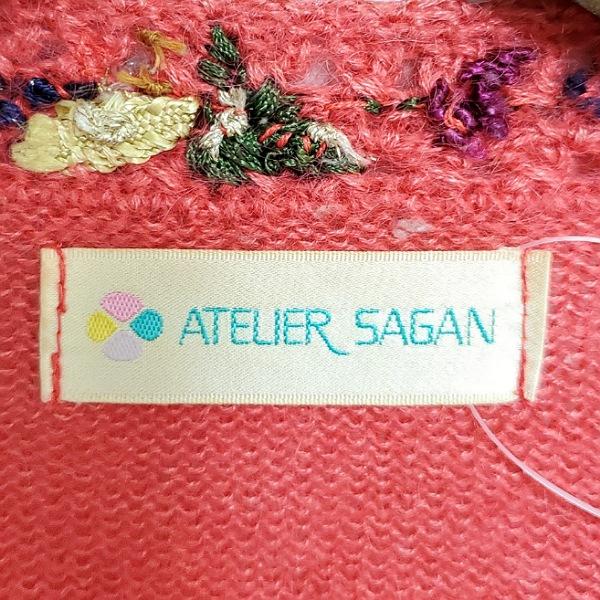 wpc アトリエサガン ATELER SAGAN カーディガン M ピンク ニット 刺繍