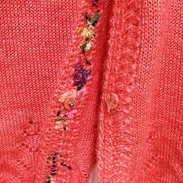 wpc アトリエサガン ATELER SAGAN カーディガン M ピンク ニット 刺繍