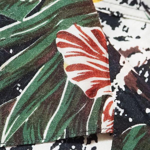 Papas パパス ハイビスカス 麻 アロハシャツ L PAPAS #spc パパス Papas 半袖シャツ M 黒 アロハシャツ