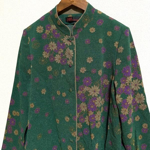 #apc  詩仙堂 ヒトシタムラ ジャケット 緑 ちりめん 花柄 スタンドカラー レディース [804228] |  | 02