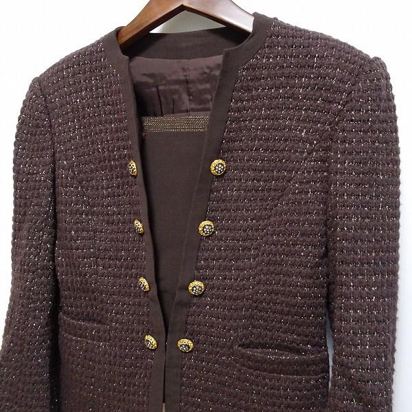 銀座マギー #wnc ギンザマギー スカートスーツ 7 茶 セットアップ ラメ