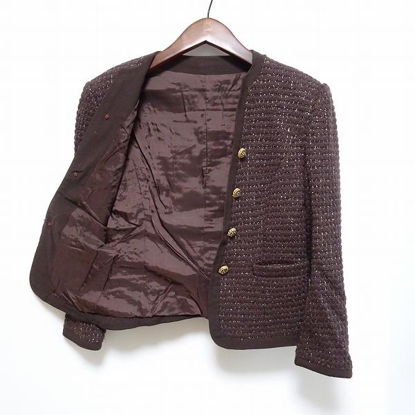 銀座マギー #wnc ギンザマギー スカートスーツ 7 茶 セットアップ ラメ