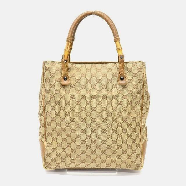 GUCCI グッチ GGキャンバス×バンブー茶 トートバック 美品
