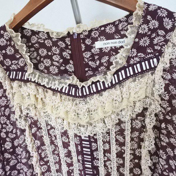anc ノンノンドール nonnondorl ワンピース ボルドー ベージュ レース  