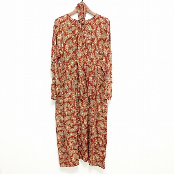 Chloe #anc クロエ ワンピース 40 赤系 ペイズリー柄 シルク Chloe #anc クロエ ワンピース 40 赤系 ペイズリー柄 シルク