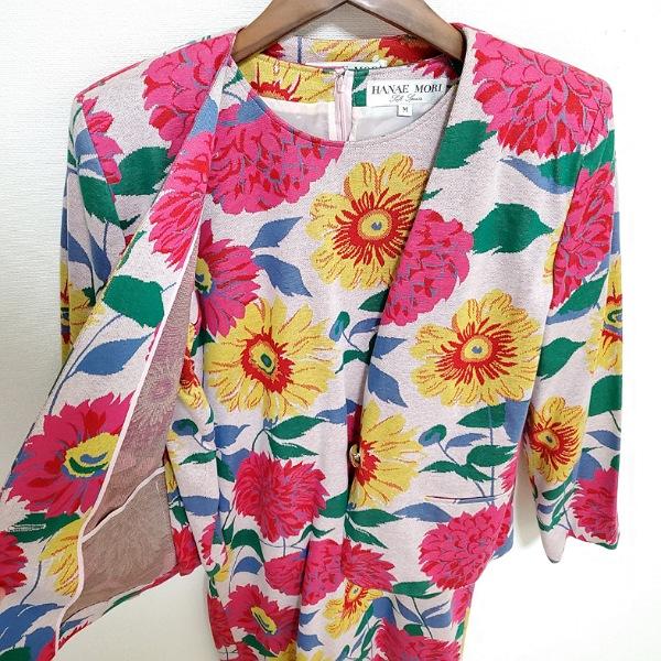 anc ハナエモリ HANAEMORI ワンピーススーツ M ピンク系 黄色  