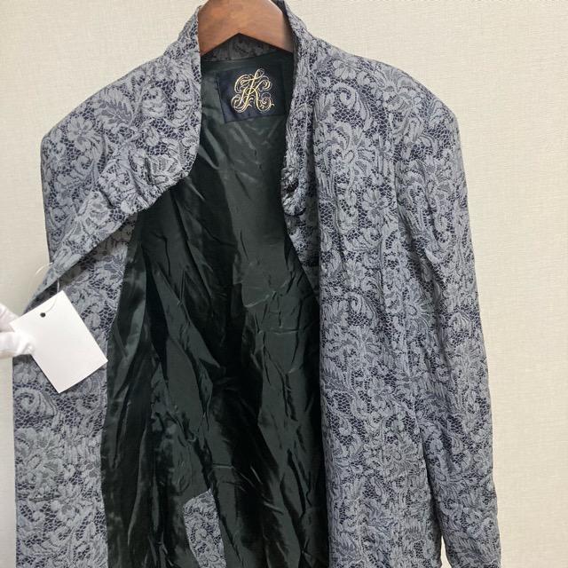 伊太利屋 #anc イタリヤ コート 13 グレー 黒 レース柄 花柄 大きい  