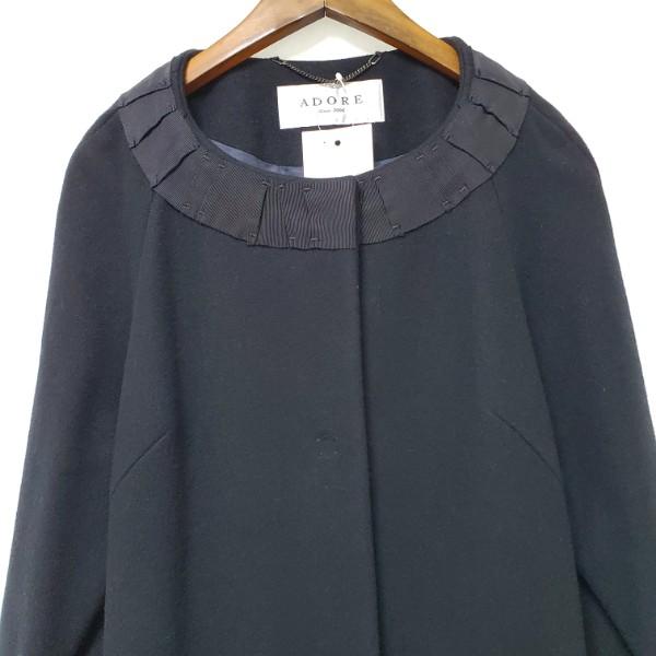 wnc アドーア ADORE コート 38 黒 ノーカラー スナップボタン カシミア