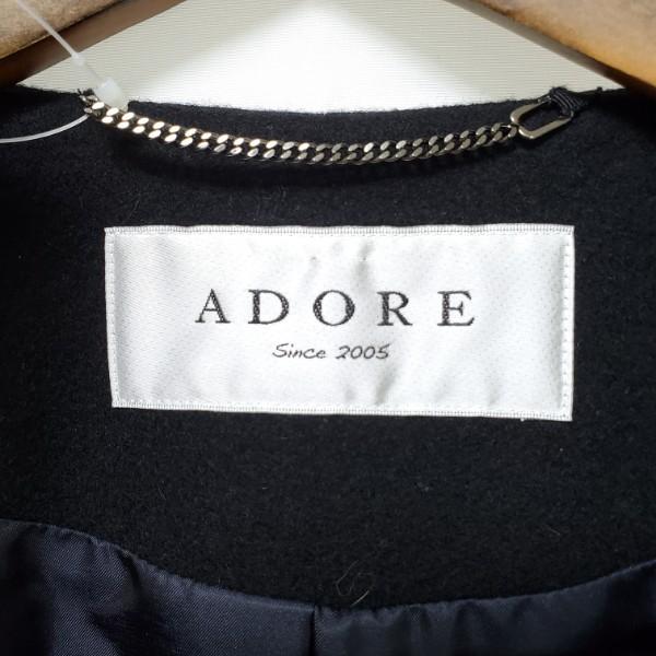 wnc アドーア ADORE コート 38 黒 ノーカラー スナップボタン カシミア