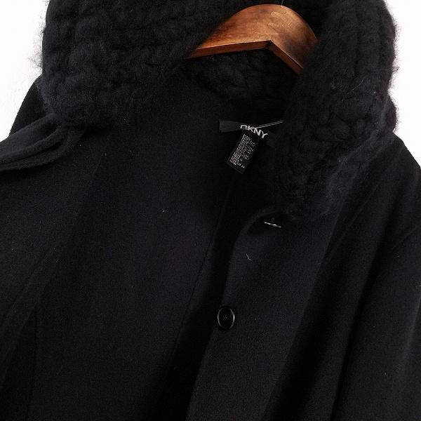 wnc ダナキャラン DONNAKARAN DKNY コート S 黒 ロング ニット 異素材  