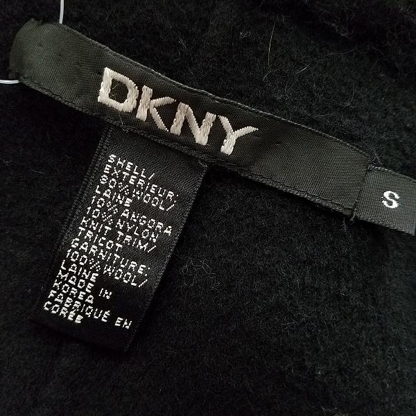 wnc ダナキャラン DONNAKARAN DKNY コート S 黒 ロング ニット 異素材  