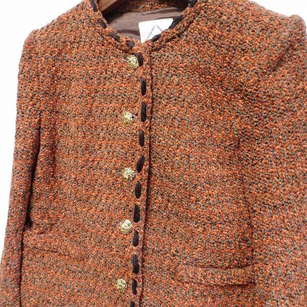 MAGGY 銀座マギーツイードジャケットノーカラーマルチカラー