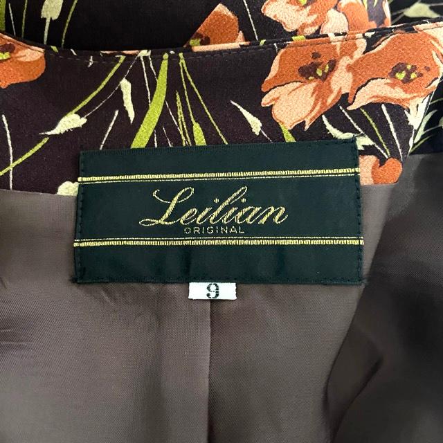 Leilian #anc レリアン ワンピーススーツ セットアップ 9 茶系 花柄 総 