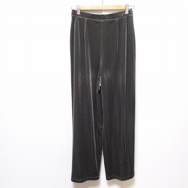 #wnc GKITALIYA 伊太利屋 パンツ 9 グレー スラックス 光沢 ベロア調 ストライプ レディース [812917] | 伊太利屋 | 01