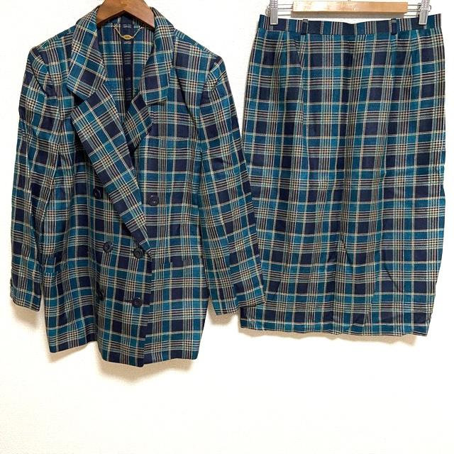 Leilian #anc レリアン セットアップ スカートスーツ 13+ 青 緑  