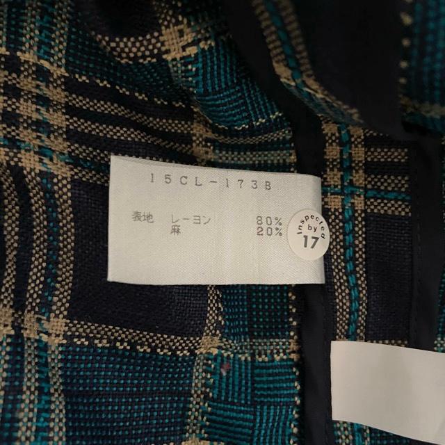#anc レリアン Leilian セットアップ スカートスーツ 13+ 青 緑 フランス製生地 麻混 チェック柄 大きいサイズ レディース  [812961]