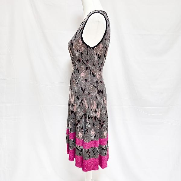 snc ミッソーニ MISSONI ワンピース 42 グレー ピンク 黒 ニット 