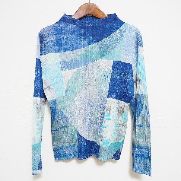 美品☆プリーツプリーズ イッセイ ミヤケ 水彩柄 トップス Tシャツ 3