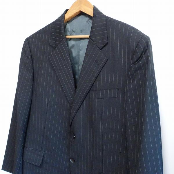 anc ダンヒル Dunhill シングルスーツ S2B 黒系 白 ストライプ 