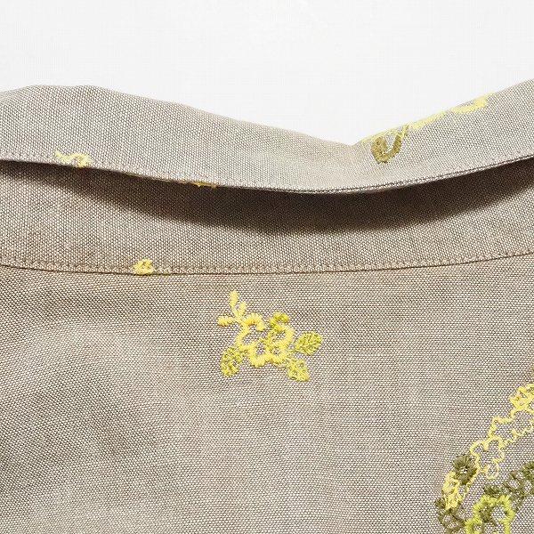【リゾート美品】Papas総刺繍長袖シャツ 帽子とPの刺繍48M PAPAS #apc パパス Papas 長袖シャツ 52 ボタンダウン