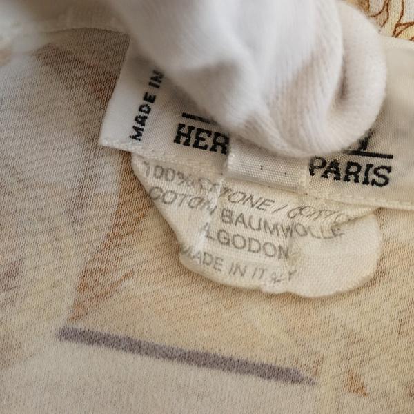 HERMES #sxc エルメス カットソー M 白 茶 半袖 柄 イタリア製 