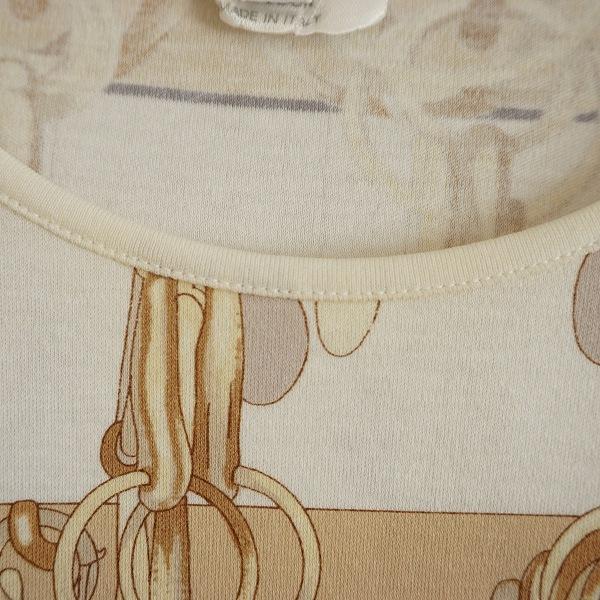 #sxc エルメス HERMES カットソー M 白 茶 半袖 柄 イタリア製 レディース [814964] HERMES #sxc エルメス カットソー M 白 茶 半袖 柄 イタリア製