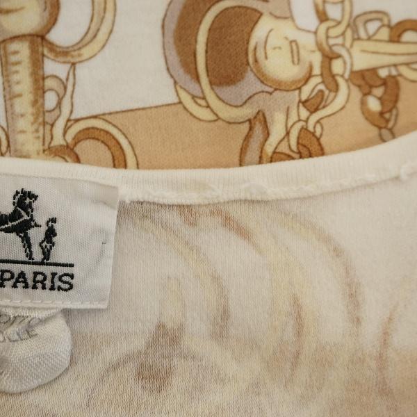 #sxc エルメス HERMES カットソー M 白 茶 半袖 柄 イタリア製 レディース [814964] HERMES #sxc エルメス カットソー M 白 茶 半袖 柄 イタリア製