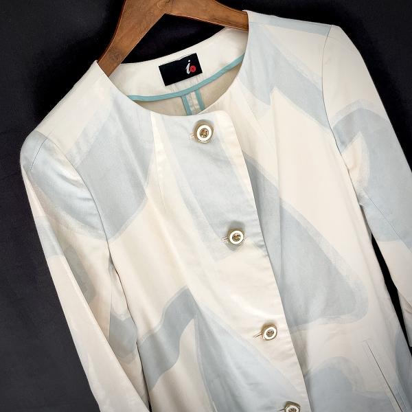 anc イオ io アッシュペーフランス コート 2 白 水色 ノーカラー 薄手  