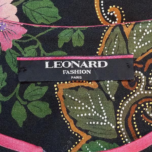 apc レオナール LEONARD カットソー M 黒 ピンク 緑 花柄 ペイズリー 