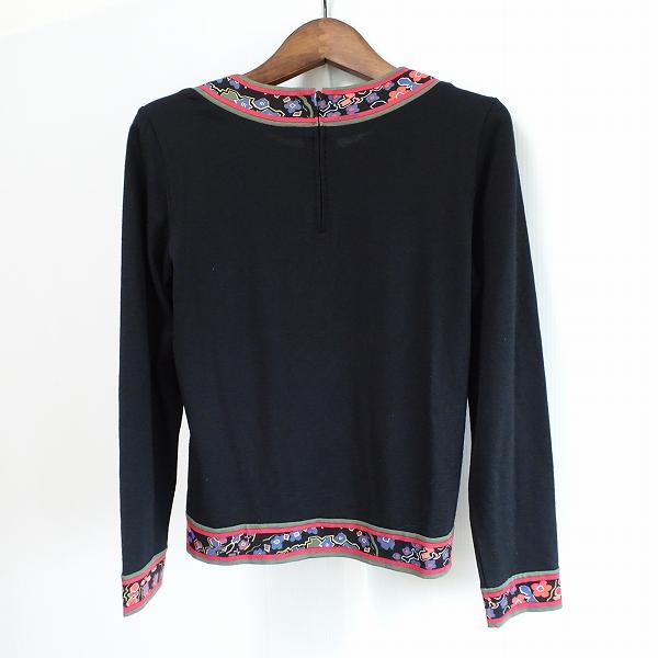 LEONARD #apc レオナール カットソー M 黒 シルク混 花柄 ロゴ 