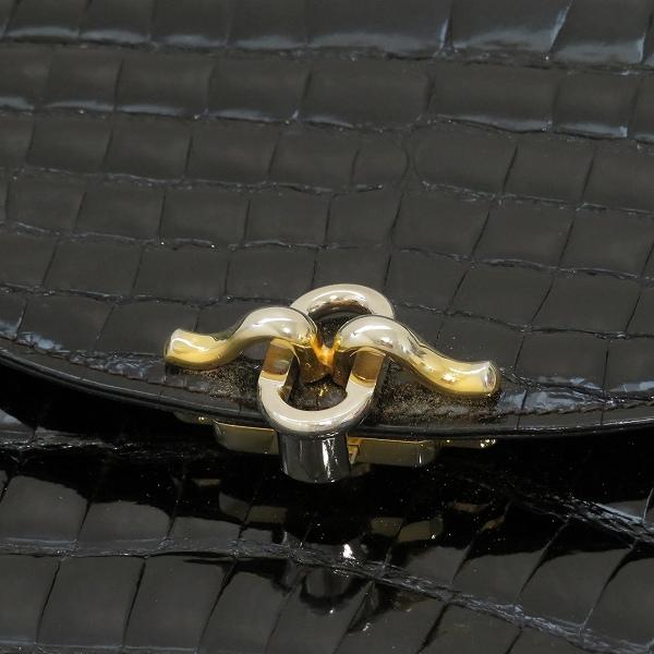 Gino Tromba クロコダイルハンドバッグ ▪️ Gino Tromba ハンドバッグ クロコダイル 本革 黒 イタリア製