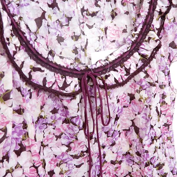 INGEBORG #snc インゲボルグ カットソー フリル 花柄 M 白 紫系 