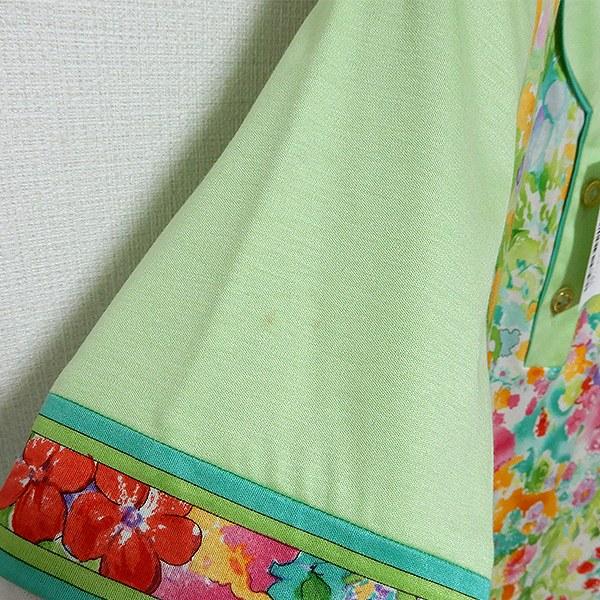 LEONARD（レオナール） #spc カットソー 半袖 花柄 金ボタン LL 緑系