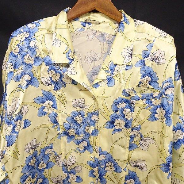 anc ギンザハナビシ 銀座花菱 シャツ・ブラウス 9 黄色 青 シルク 花柄 