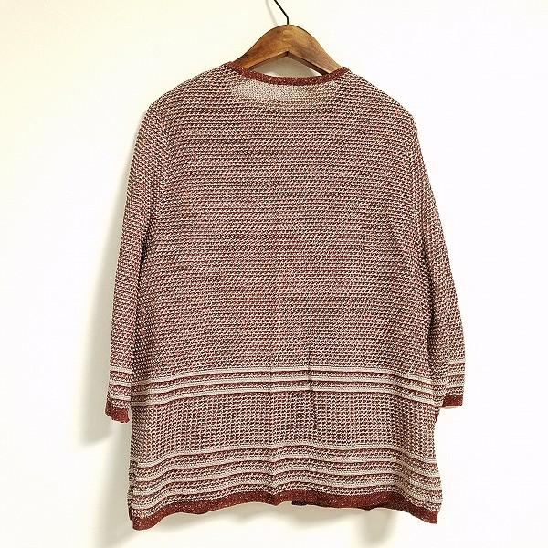 Leilian #anc レリアン アンサンブル 15+ 茶系 ニット ラメ 総柄 