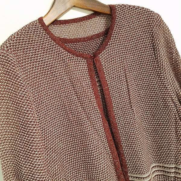 Leilian #anc レリアン アンサンブル 15+ 茶系 ニット ラメ 総柄 